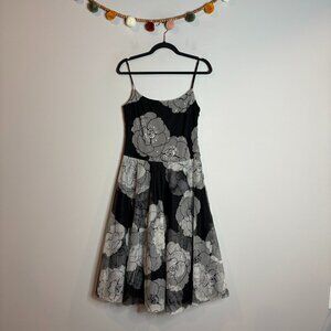 Y2K Vintage BCBG MaxAzria black and white beaded tulle dress